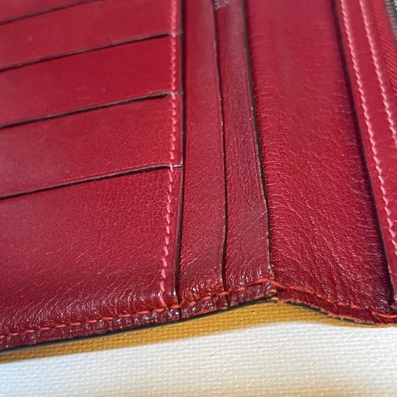 Hermès Dark Red Chevre Leather Long Bifold Bearn Wallet Authenticity Guarantee - Picture 9 of 16